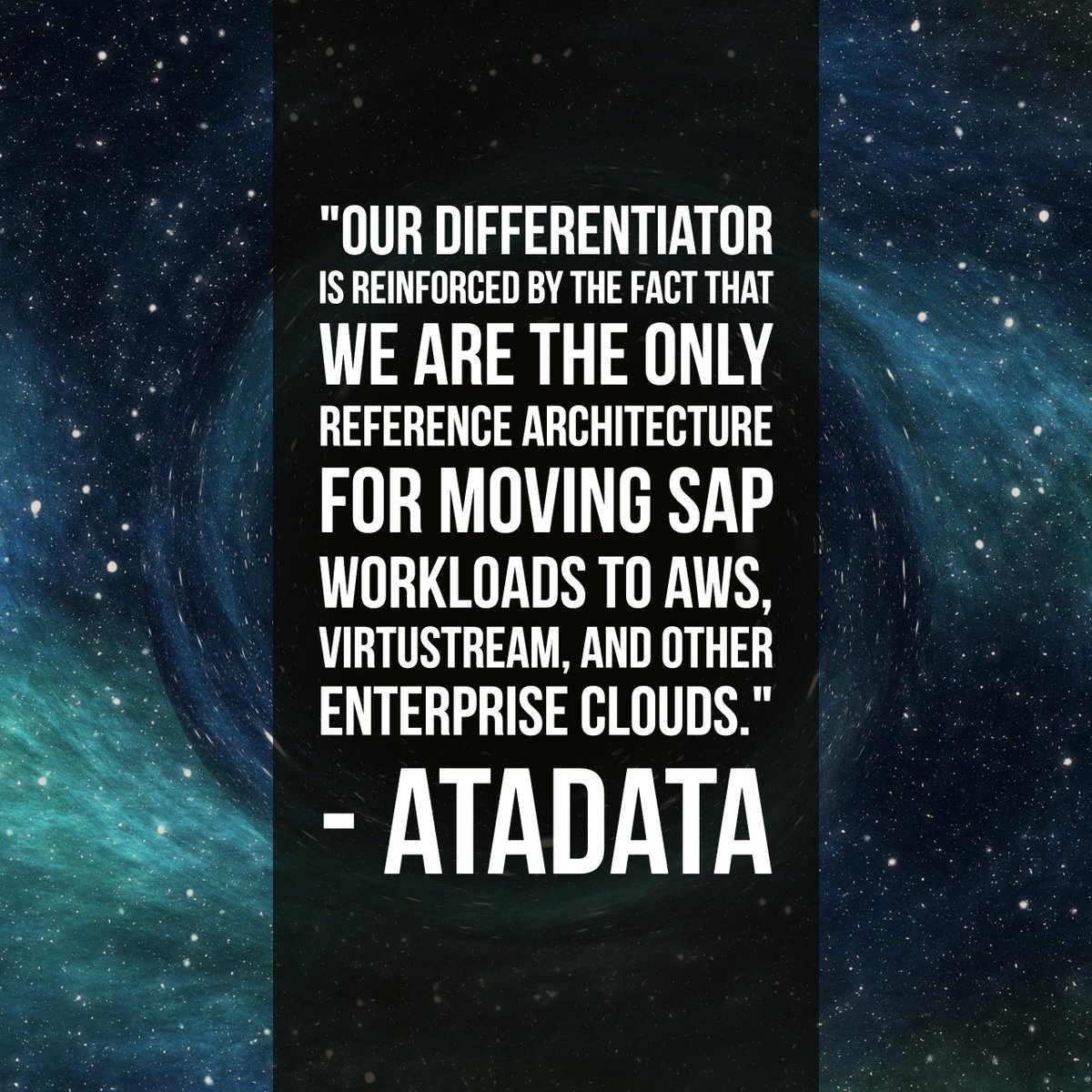 ATADATAUS's tweet photo. Moving Enterprise SAP Workloads to the Cloud? #atasphere #workloadmobility https://t.co/8KVCqhRiJH https://t.co/TnExI8VQpq