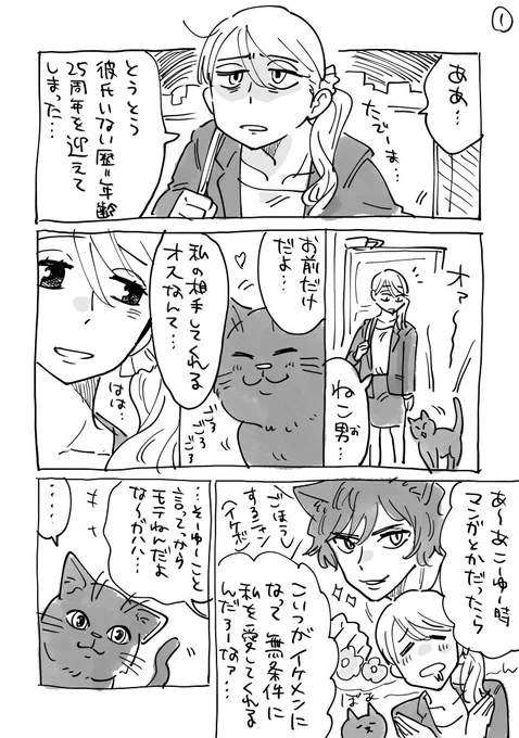 飼い猫とOLの百合です