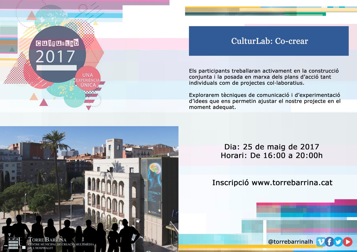 torrebarrinalh's tweet photo. 💡#CulturLab és una comunitat oberta a la creació i participació en projectes culturals!25 Maig a les 16h destinarem la tarda a la #cocreació https://t.co/nDMgHJjxUw