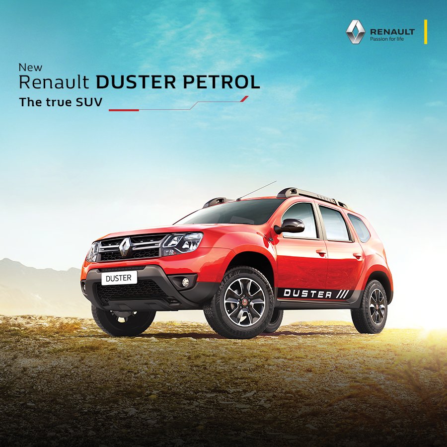 RenaultIndia's tweet photo. A #TrueSUV, the new #RenaultDUSTER Petrol powers your need for adventure & convenience. To know more, click here: https://t.co/1zJCcZQaUa https://t.co/jIzkN1YBzU