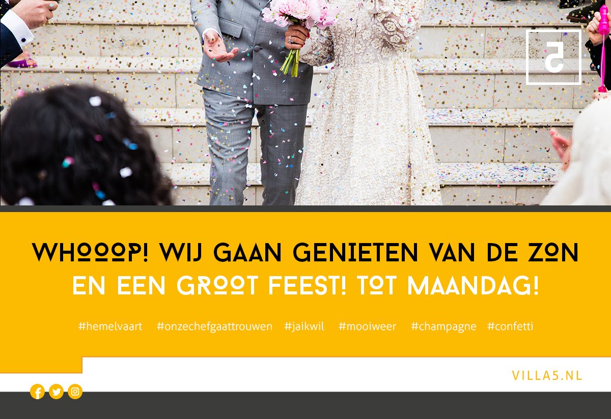 Vanmiddag doen we de deur een paar dagen op slot! Maandag staan we weer voor jullie klaar! #langweekend #feestjes #bruiloft #confetti