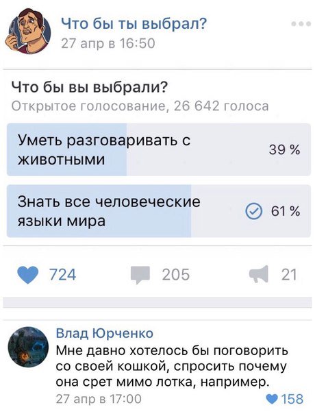 ГЛОТОК СВЕЖЕГО ВОЗДУХА НА ФОНЕ ТИПИЧНЫХ ПАБЛИКОВ Заходи к нам и участвуй в самых интересных опросах и дискуссиях в комментариях. ...