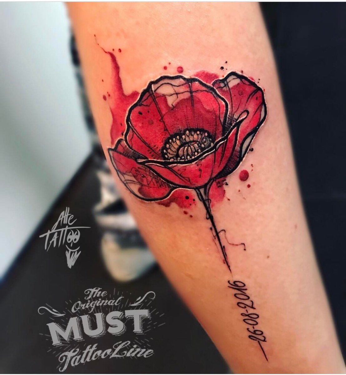 mustcrew #tattoo #crew #papaveri #poppies #watercolor #sketch #flowers  #alletattooshop #tatuaggio #switzerland #zurich #poppy #alletattoo, image size:1109x1200
