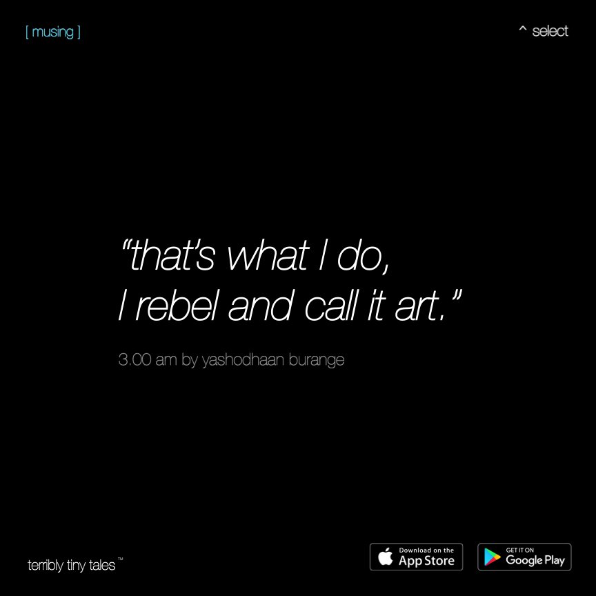 terriblytiny's tweet photo. Yashodhaan Burange writes a #Select [ musing ] on '3:00 AM'

https://t.co/l7ugD8vtuJ

#terriblytinytales #microfiction https://t.co/qmHtFzEJcJ