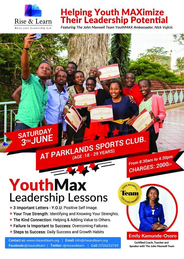 RiseandLearnKe's tweet photo. Want to maximize your leadership potential? The YouthMax Leadership Lessons event is quickly approaching. Register https://t.co/ZlBde6ufCj https://t.co/XdrAYdQop3