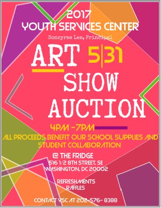 DCPS_IYP's tweet image. #DCPS #DCPSRISING #dcpublicschools #DYRS    
            Come out an enjoy / support 
         The Youth Services Center Art Show