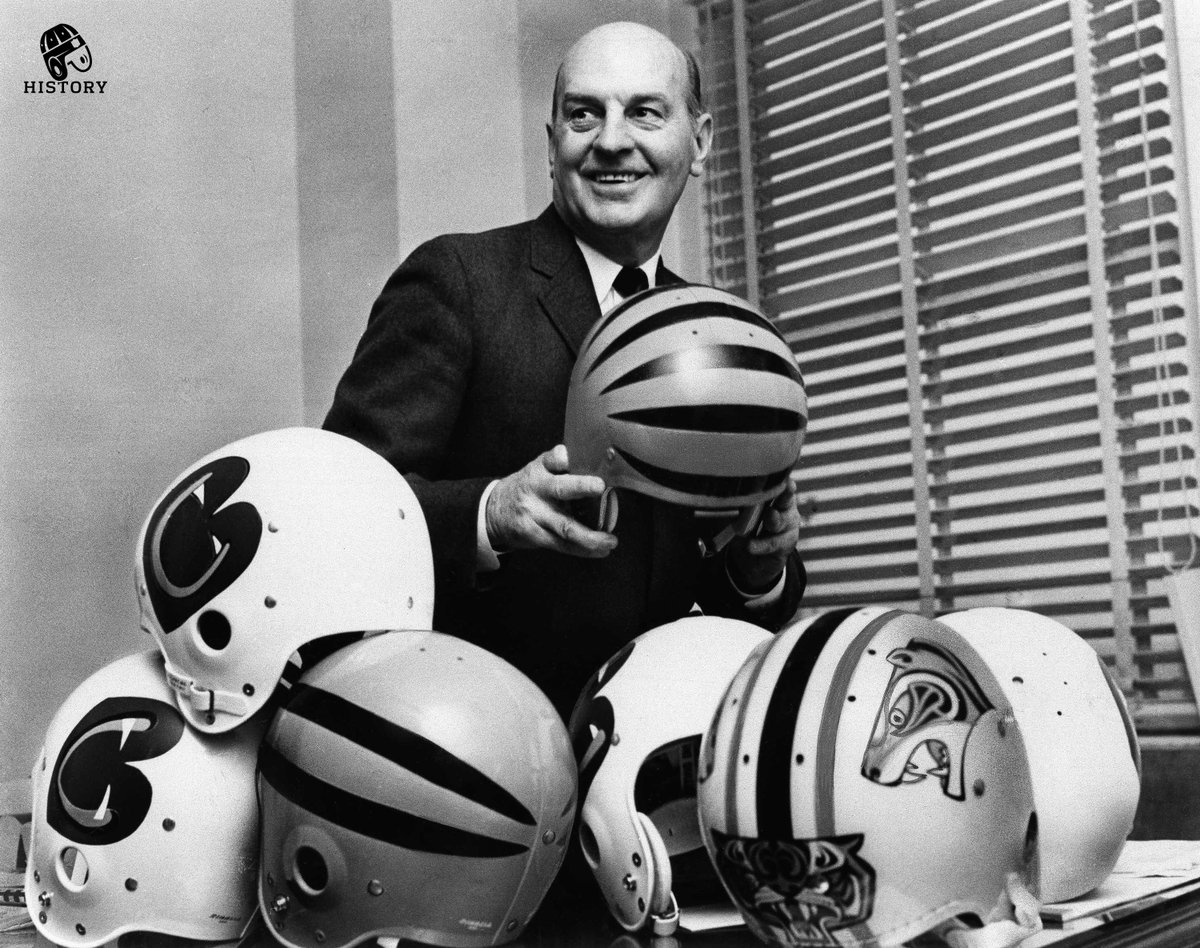 Today in #NFLHistory: In 1967, the AFL approves the <a href="/Bengals/">Cincinnati Bengals</a> franchise. Here is President and HC Paul Brown choosing their inaugural helmet.