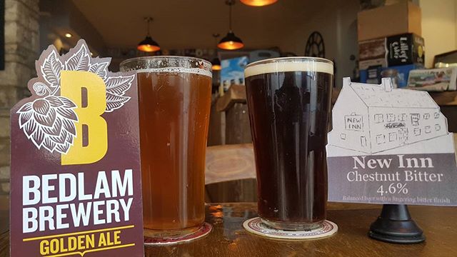 2 new brews on the bar tonight; 
Golden Ale, 4.2% from <a href="/BedlamBrewery/">Bedlam Brewery</a> and New Inn Chestnut, 4.6% from Hal's Ales.
#craftbeer #pint #stroud
