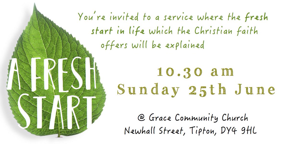 GraceCCTipton's tweet photo. The Christian message promises a fresh start with God. Come & hear @_adrianreynolds explain the good news.
#Tipton
#GCCTipton
#GCCSundayAM https://t.co/j3sDORPsTZ