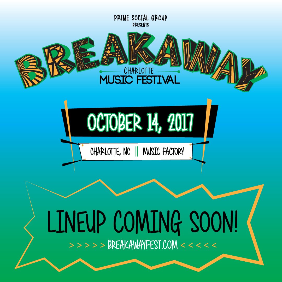 BreakawayFest's tweet photo. We are also happy to announce that Breakaway is expanding to CHARLOTTE on Oct. 14! Early bird tickets now on sale: https://t.co/cDb6FN8ses https://t.co/WTxoMKSsne