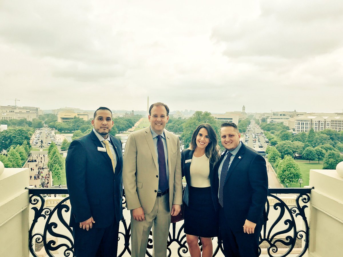 NATCAZNY's tweet photo. (L-R) Alex Guzman, Melissa Russo, and Cory Davids with Rep. Lee Zeldin on the Speaker's Balcony.  Thank you @RepLeeZeldin ! @NATCA https://t.co/Yf3RaxnnWD