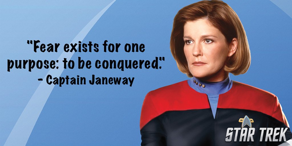 StarTrek's tweet photo. What fears have you conquered? #WednesdayWisdom #StarTrek #VOY #Janeway https://t.co/HFgVqt31vA