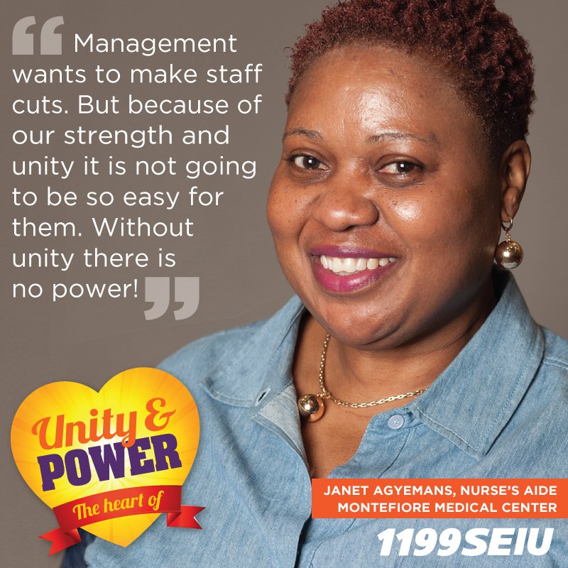 1199SEIU's tweet photo. 1199 caregivers like Janet Ageman are the heart of our #UnityandPower! #unionstrong https://t.co/IYkJc7dYwQ