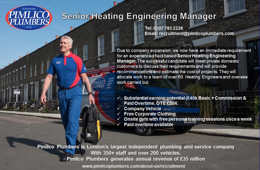 PP_Recruitment's tweet photo. "We're not just Plumbers!". We are currently Recruiting for a Senior Heating Manager. Apply Now! #pimlicoplumbers #recruiting #NewJob https://t.co/eMQW2ZnXuw