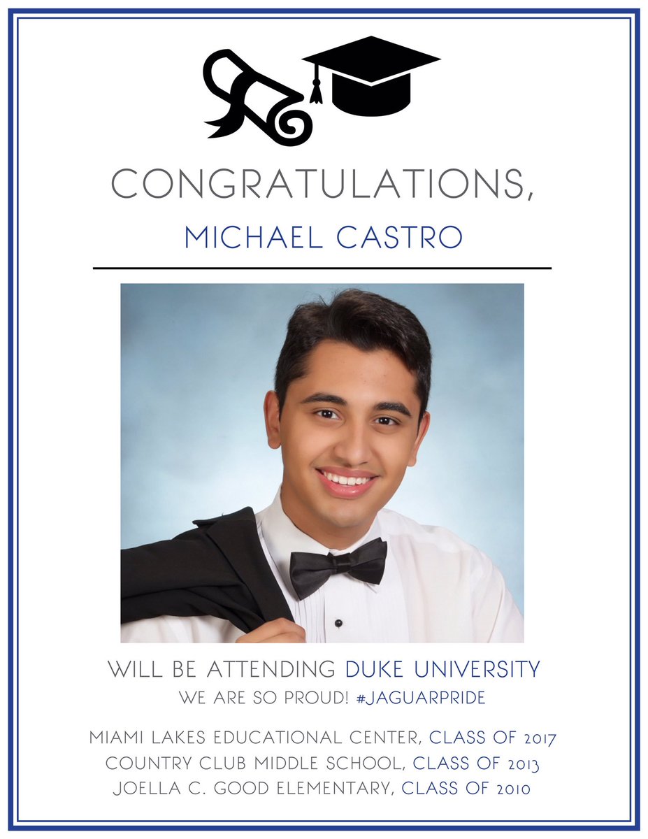 MLECJaguars's tweet photo. Congratulations Michael! #Duke21 #JaguarPride https://t.co/y0VmVZhebK