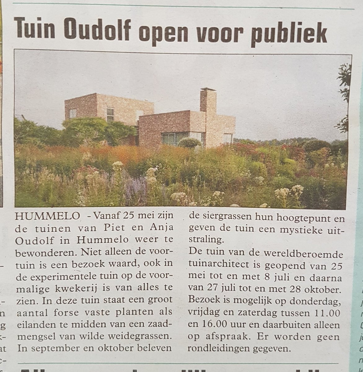 SteenbreekNL's tweet photo. Vanaf morgen zijn de tuinen van Piet en Anja Oudolf weer open. Via @Regiobode https://t.co/vcZFg0h2Rf