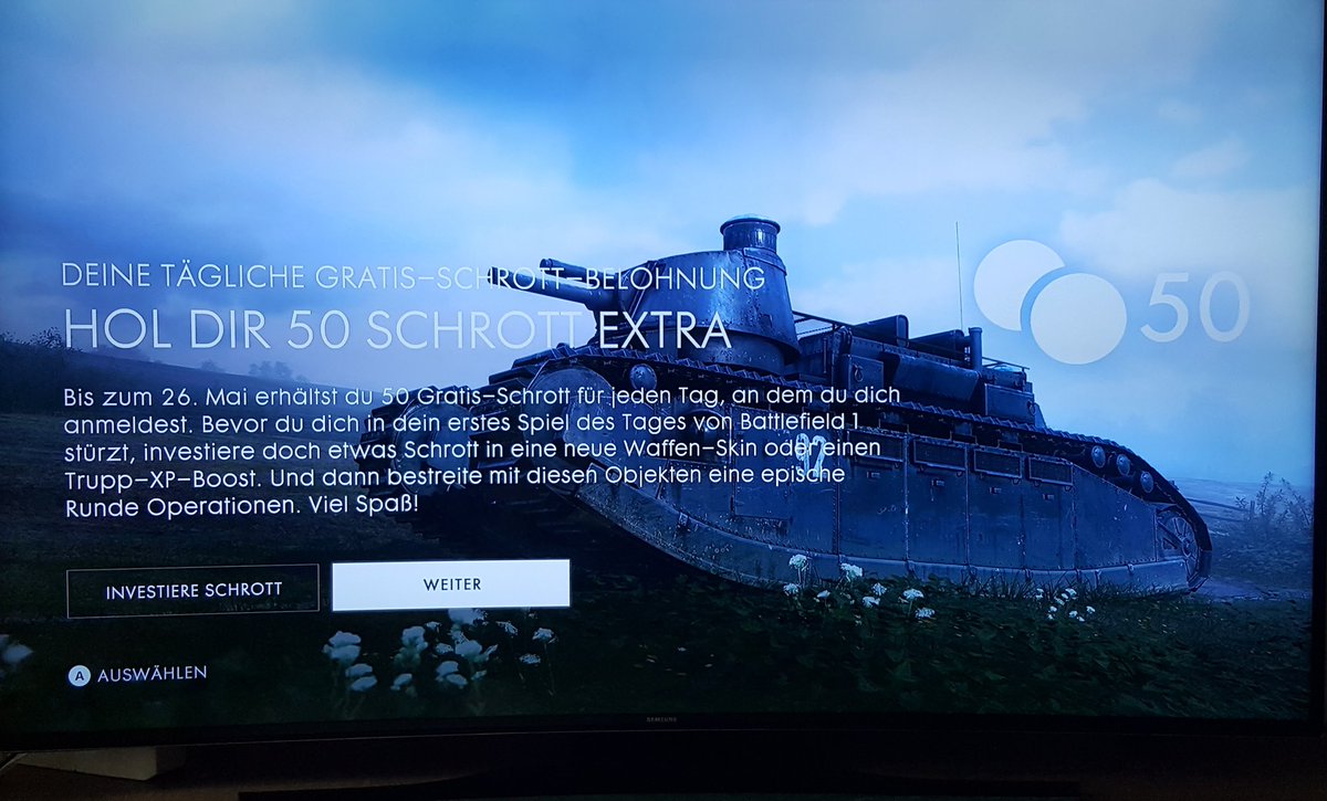 i_schiggy's tweet photo. +++Daily scrap reward+++
Get 50 scrap for every day u login @Battlefield until May 26.
#Battlefield #XboxOne #PremiumFriends #BF1 https://t.co/jOxjumi1m9