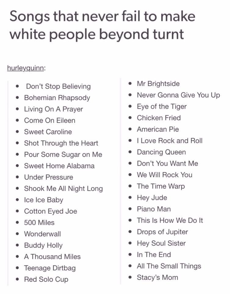 Caleb4Bama's tweet photo. Holy shit this is one accurate ass list. All these my jams. #basicwhiteguy https://t.co/brFUNUm2Xx
