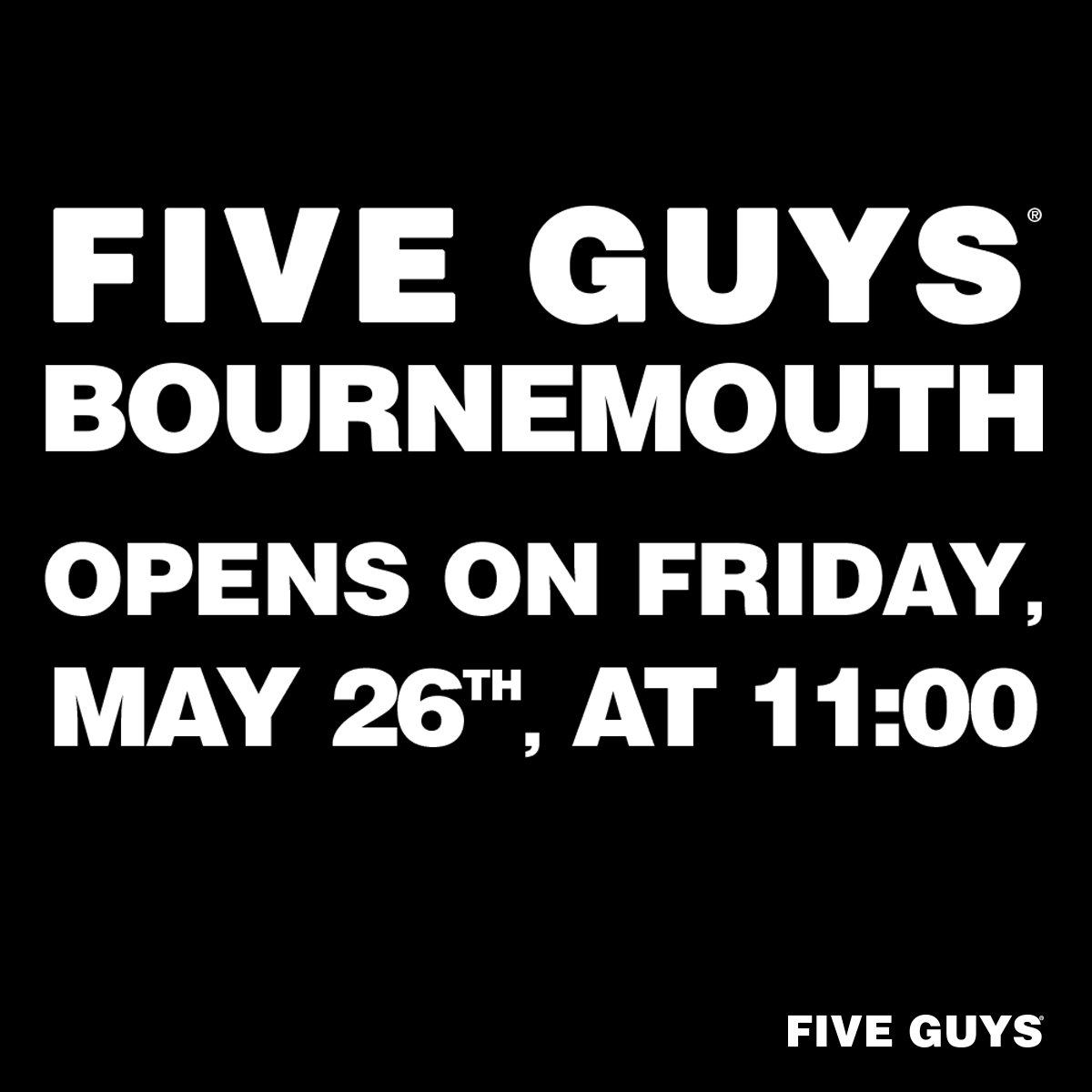 FiveGuysUK's tweet photo. We can't wait to open in Bournemouth!! https://t.co/6T8PCGWor4