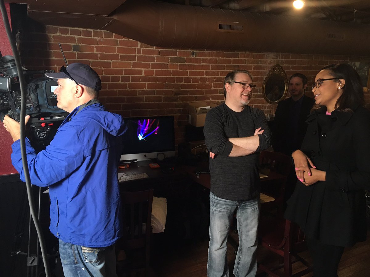 Great to have KETV's Laurann Robinson and Terry Sedivy (far left) stop by Wilson &amp; Washburn for <a href="/OmahaFilmFestvl/">Omaha Film Festival</a>'s #OmahaGives movie shoot.