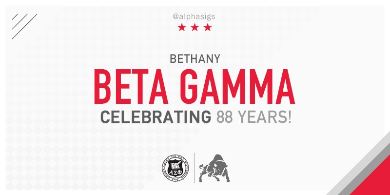 alphasigs's tweet photo. Happy Founders Day to our brothers at Beta Gamma (Bethany)! #88YearsStrong #AlphaSig https://t.co/8g0KdTn6cN