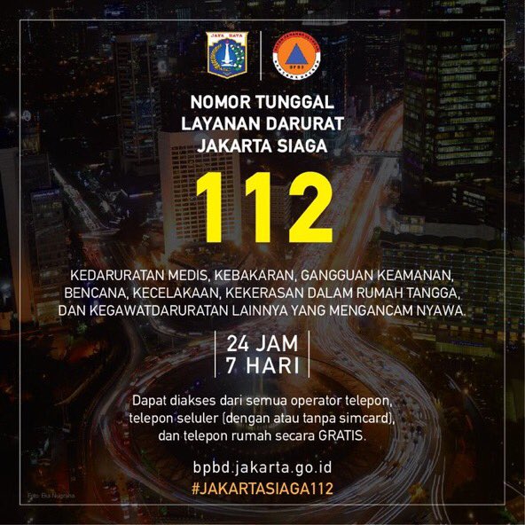 Butuh bantuan darurat? Langsung hubungi nomor tunggal layanan darurat 112 #JakartaSiaga