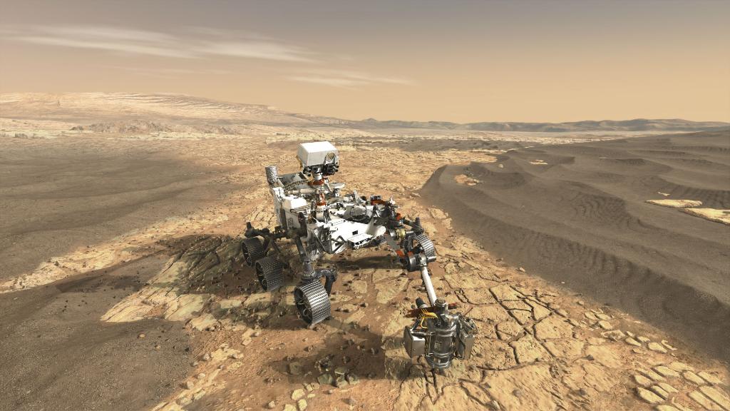NASA's tweet image. Our future Mars 2020 rover, as imagined through the eyes of an artist, will search for signs of past microbial life: go.nasa.gov/2rhALzu