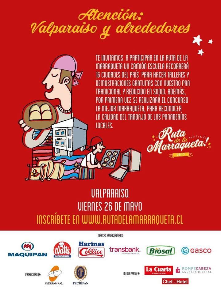 Pronto Valparaíso!!
Viernes 26 de Mayo
Lugar: Plaza Cívica (Blanco con Bellavista)
Hora: 10:30 hrs.
inscripciones rutadelamarraqueta.cl