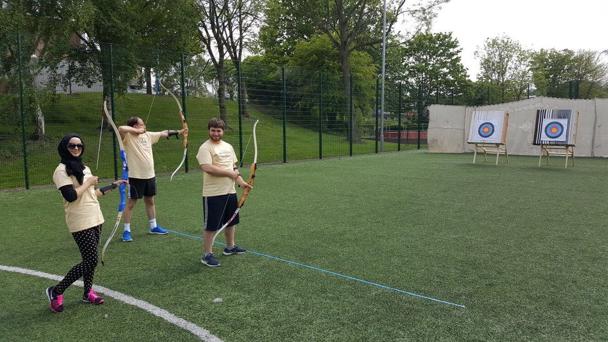 SandyCamelsBfd's tweet photo. Our archery gang getting fired up #TeamBradFest #teamsandyyellow #winners https://t.co/avpBiMeKLK