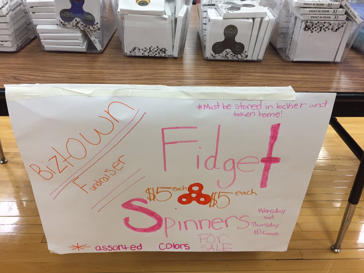 Using the fidget spinner craze to raise money for our JABiztown trip! $5 today-Fri. #teacherspleasedonthateme #gcscpride #success4GIS