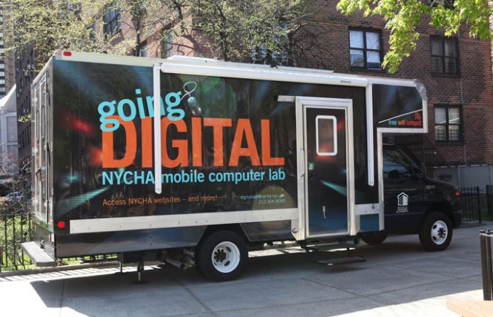 nyc311's tweet photo. The @NYCHA #DigitalVan provides WiFi & computer access to local housing community & neighborhoods. See schedule: https://t.co/g1QWPBceBN https://t.co/Gf0qaswVe7