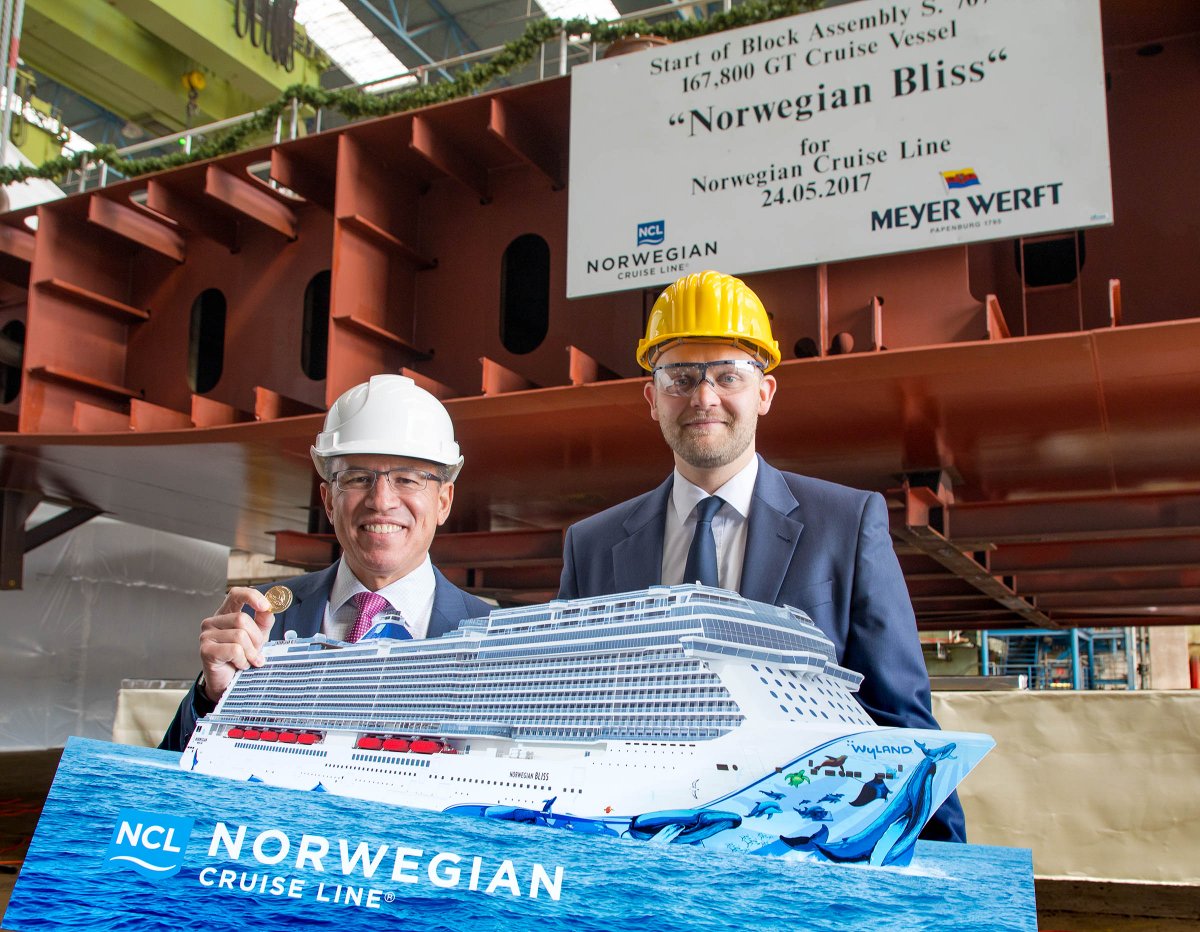 Thrilled to celebrate the keel laying of #NorwegianBLISS, our first custom-built ship for Alaska!