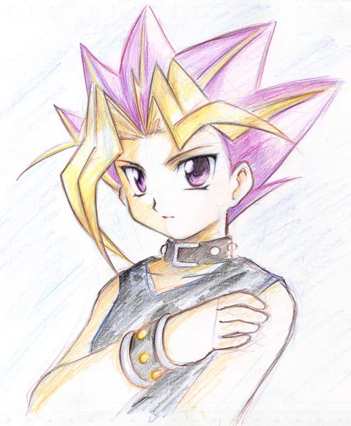 #好きなキャラで一番最初に描いた絵と最近描いた絵を並べる  一番最初に描いたのは2002年の遊戯さんと闇さま。最近のは2017年5月に描いたW遊戯。15年前だぜ。15年前も今も同じキャラを描いている。 