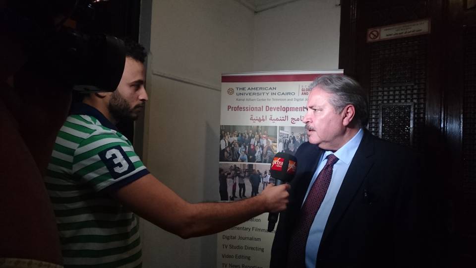AdhamCenterAUC's tweet photo. #HappeningNow Dr @h_amin Director of the Adham Center interviewed by @CBC_Extra  and @mbcmasr #arabmedia #MedPolMay17 #AUC #GAPP https://t.co/tCHeCBAIpg