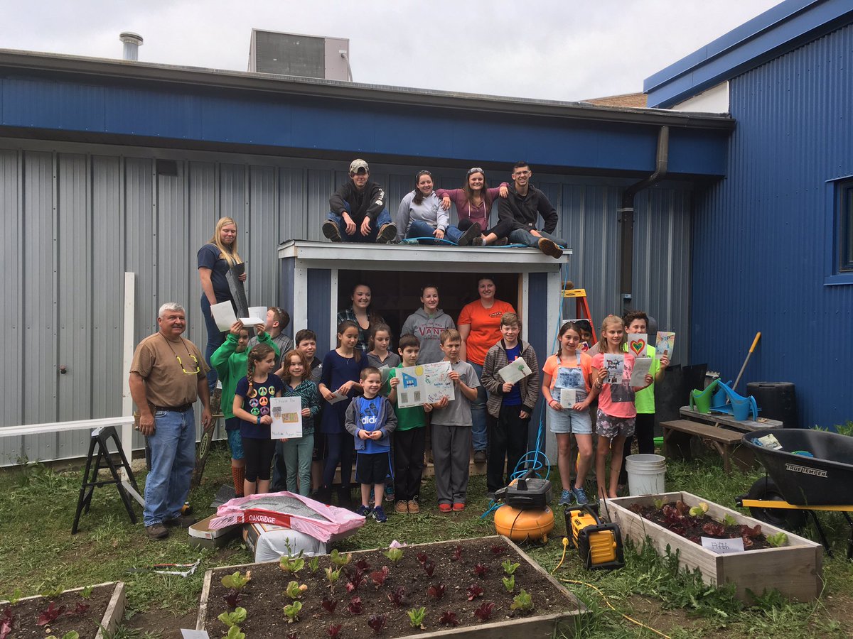 Thank you to the amazing wood working class & Mr. Richards @NorfolkAggieHS for building us a beautiful garden shed! #community