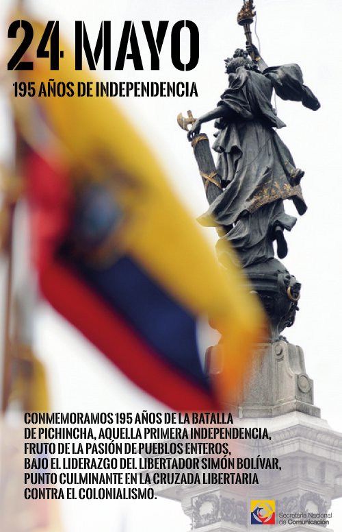 Conmemoramos 195 años de la #BatallaDePichincha. Seguimos luchando por el sueño de sus héroes de alcanzar una Patria soberana.
