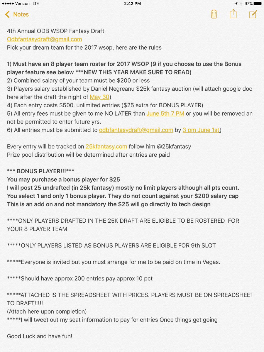 ODB WSOP fantasy league! **New Feature BONUS PLAYER!** Please read attachment thoroughly if you want to play! <a href="/25kfantasy/">25kfantasy</a>