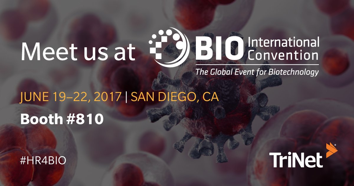 TriNet's tweet photo. Excited for the BIO International Convention in June? Visit the #TriNet booth to learn more! #HR4BIO @BIOConvention https://t.co/0KHfGlTOIQ