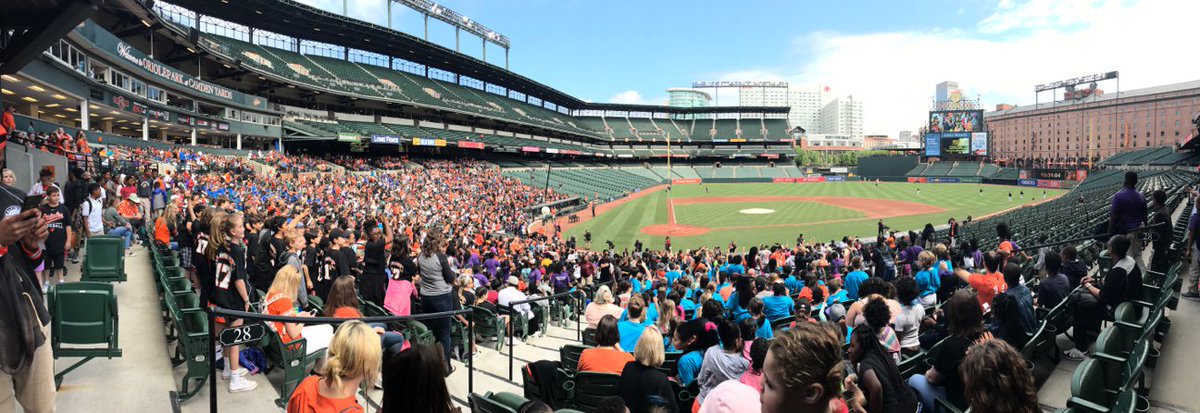 Our Bigs and Littles from M&amp;T Bank and Westport Academy enjoying learning about the weather for #WJZWeatherDay at Oriole Park!