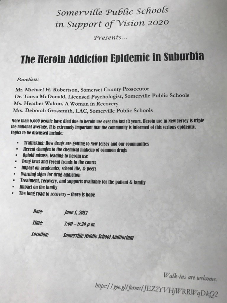 Free parent workshop- "The Heroin Epidemic in Suburbia" <a href="/SchoolSup/">Dr Timothy Purnell</a> @teehant <a href="/JSungCurriculum/">Joanne Sung</a> @EdTechlete <a href="/GFoleySHS/">Gerard Foley</a>