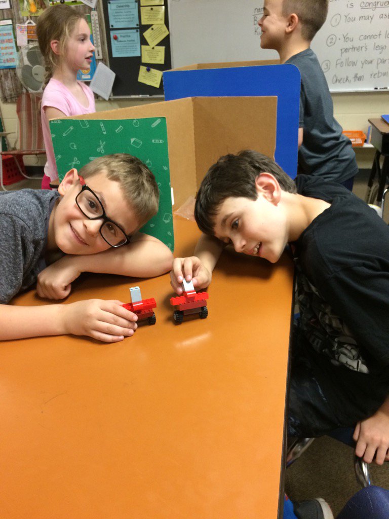 MT_MathDept's tweet photo. LEGO Builders Challenge Second graders build congruent shapes. #nopeeking #Tigerup #STEM https://t.co/8Vv8e0yCSf