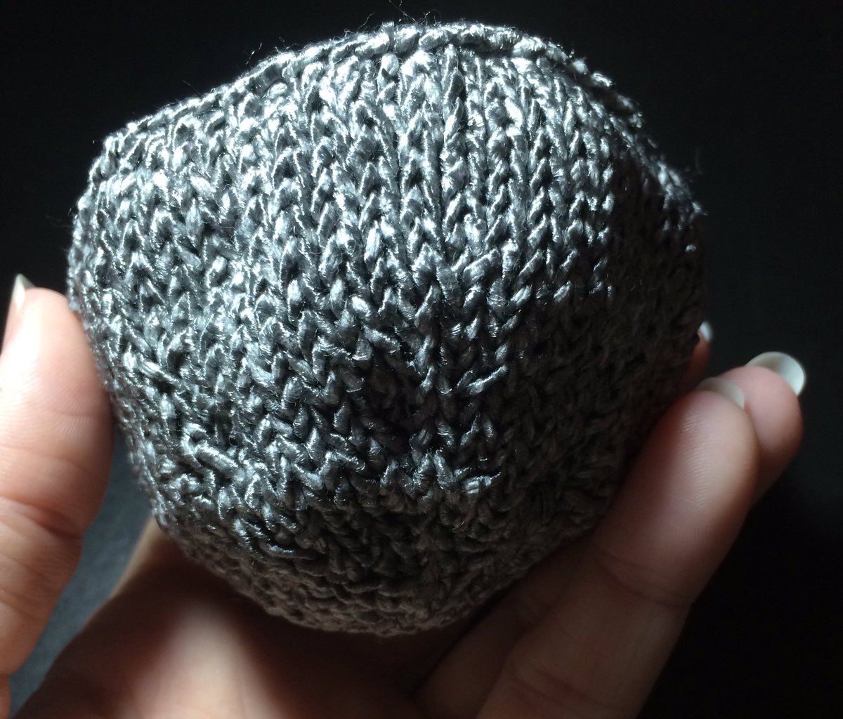 Gray yarn outside of geode