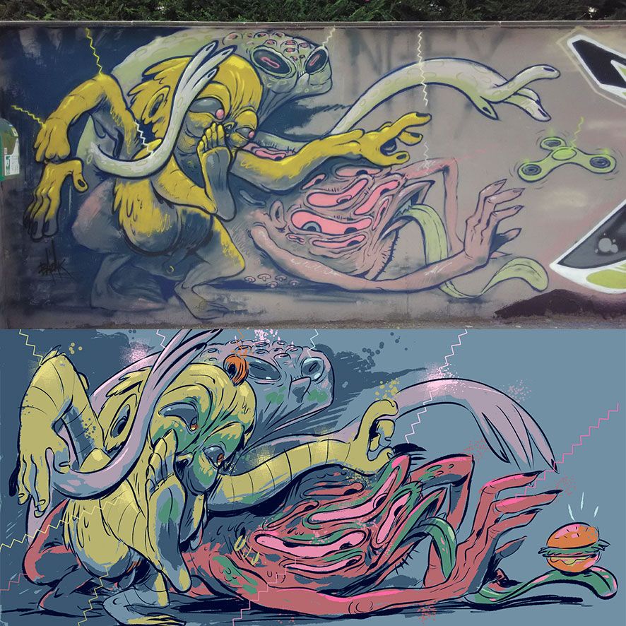 JeffBazak's tweet photo. Spinner Addicts! Graff &amp; Sketch. 

#freaks #spinner #addiction #spinner #graffitiart #sketch #mtn94 #ngfx #narcograffix #montanacolors #vic https://t.co/e9EjnEGkMi