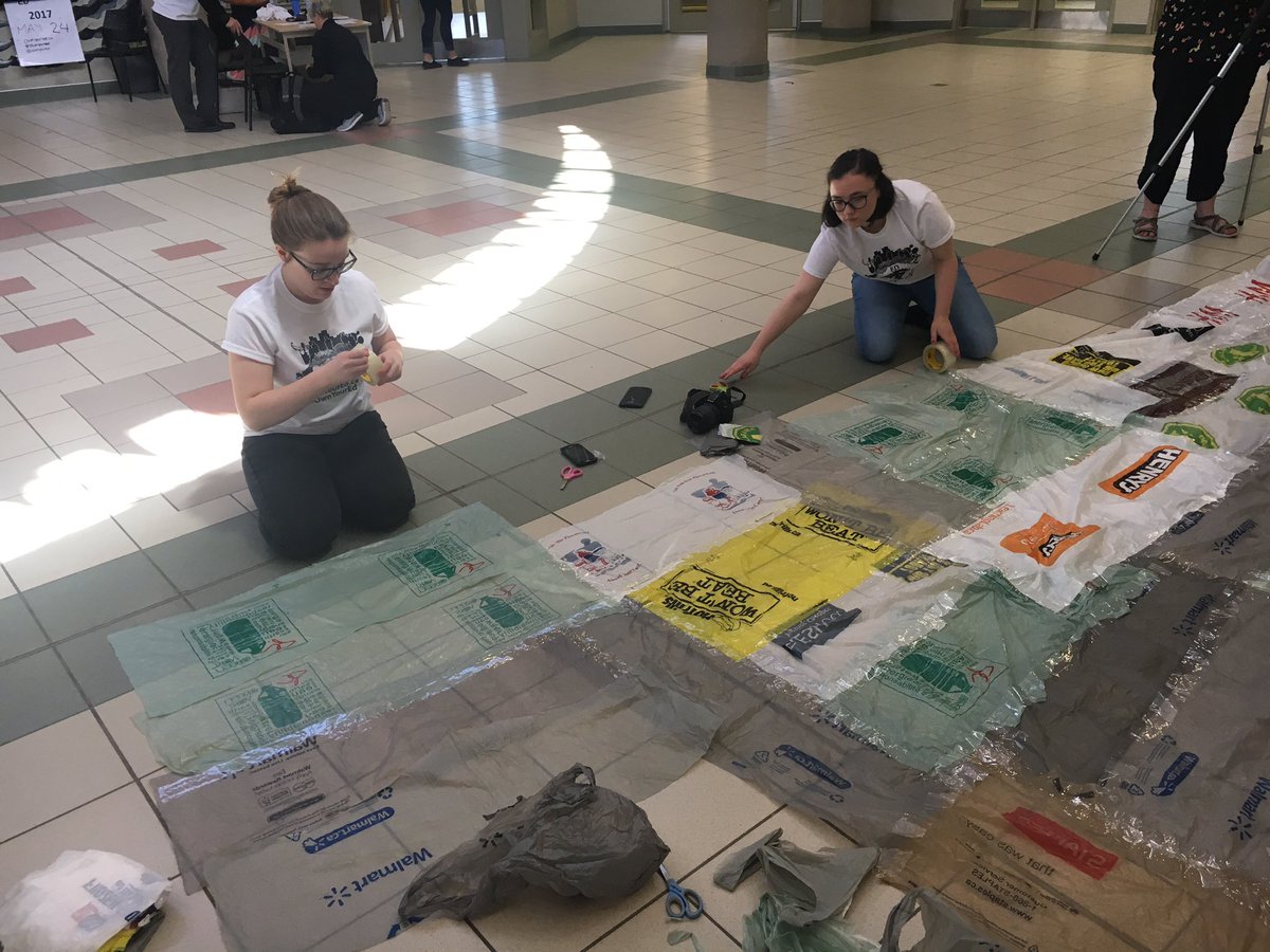 JessicaWoodzy's tweet photo. Friends working on the plastic bag balloon #OwnYourEd https://t.co/6BADmYX0kb