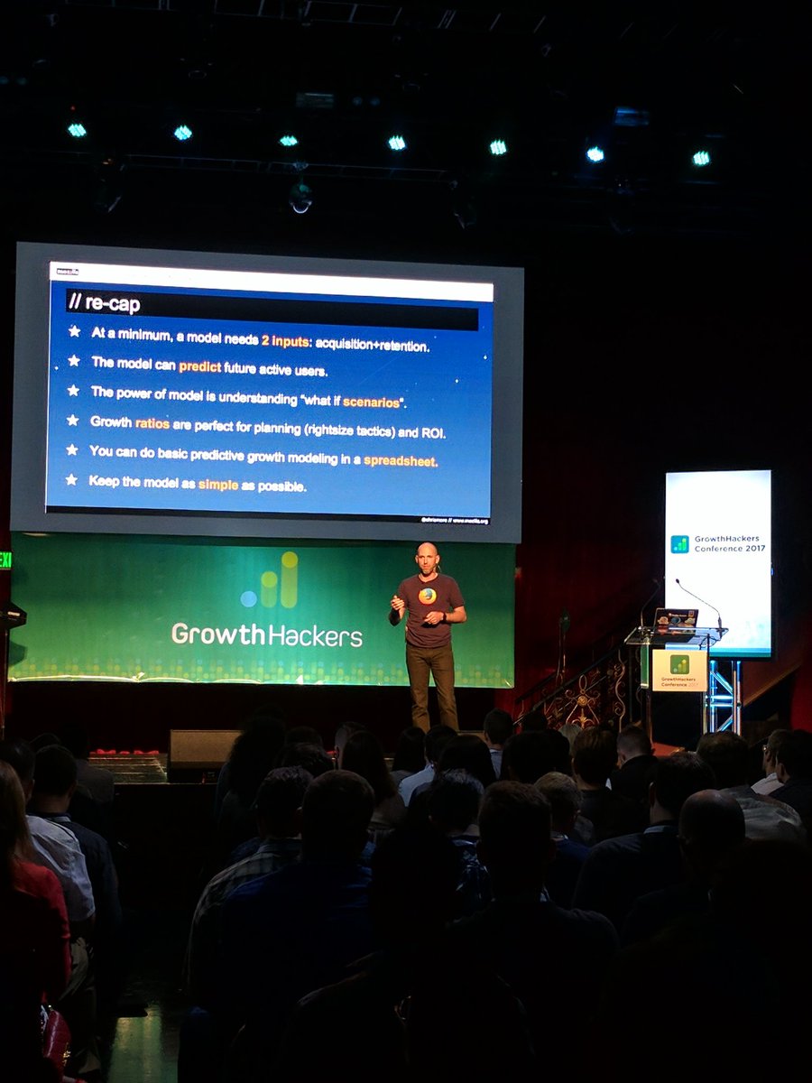 jyzhou's tweet photo. Excellent talk from @chrismore (Mozilla) on how to build a basic &amp; extremely powerful growth model. #GHConf17 https://t.co/Gr8KmNorV4
