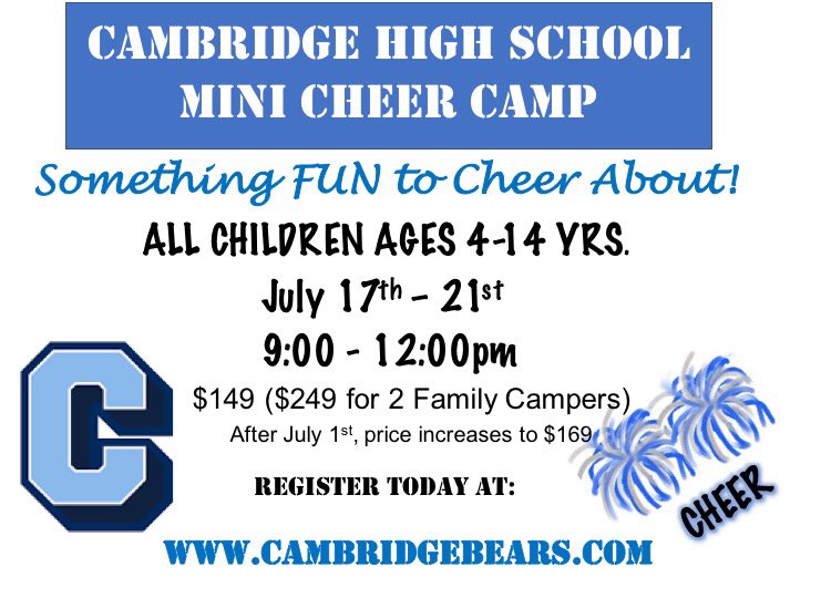 CheerCb's tweet photo. Summer is here and Fun Cheer Camp is right around the corner!  Sign Up Today!  https://t.co/QLkI1PcaNm https://t.co/iOqHeMOAD7