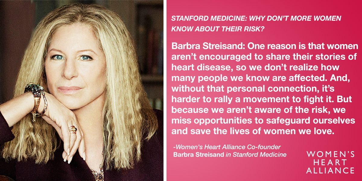 BarbraStreisand's tweet photo. My new Q&amp;A in @StanfordMed explains how I developed a passion for preventing women's heart disease. @WHA Read more: https://t.co/IsnSnzEHdZ https://t.co/8T2cDlx3wV