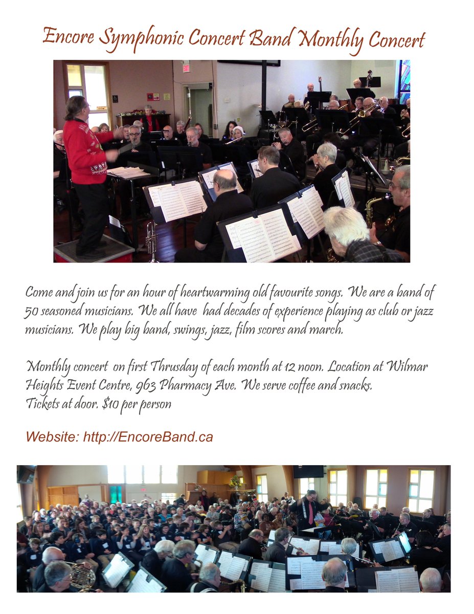 Encore Band monthly #concert on June 1 at 12 noon. Your favorite #bigband #jazz #music #blogTO <a href="/nowyyz/">Toronto ON Now</a> <a href="/scarbto/">ScarbTO News & Ent</a> <a href="/torontoevents/">Toronto Events</a> #toronto #yyz