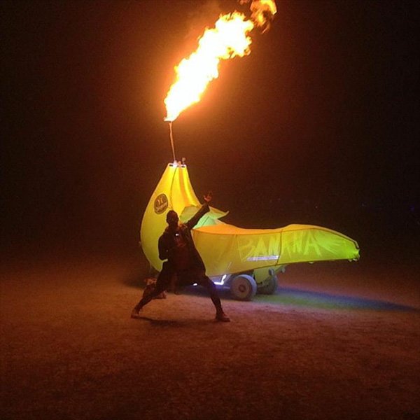 TectonicCamp's tweet photo. Brooks Schaper's Chiqueater Banana will be back this year to keep you LIT where lit belongs!  #fireart #shiftfestival #shiftfest https://t.co/ZT8t32fJrs