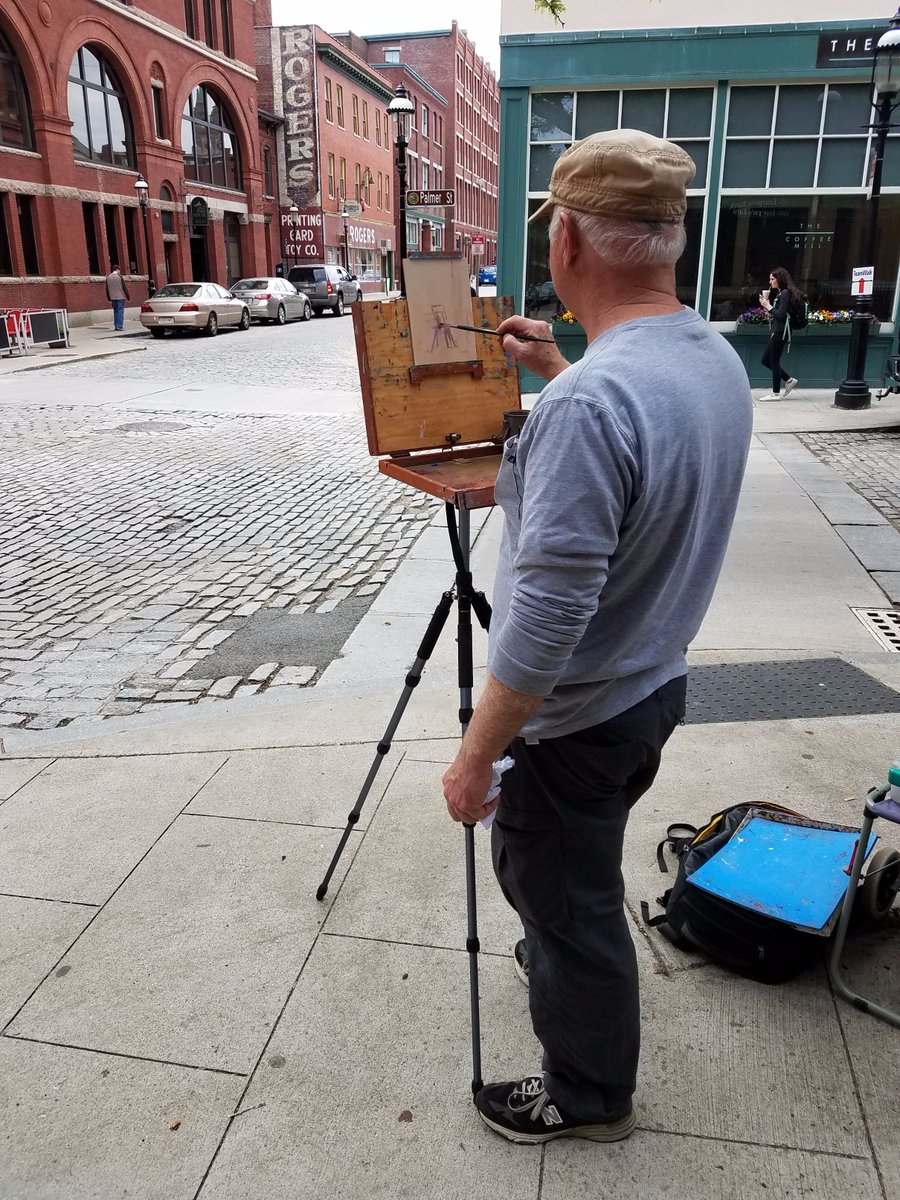 LikeLowell's tweet photo. The Plein-Air Painters are out and about in Downtown #Lowell today! So much inspiration and beauty in this city. #LikeLowell #Explore https://t.co/kXCtaD12T7
